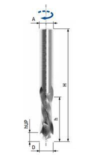 Спиральная фреза Freud SCH2XFN435R D1/2" h1" H3" A1/2" Z2+2